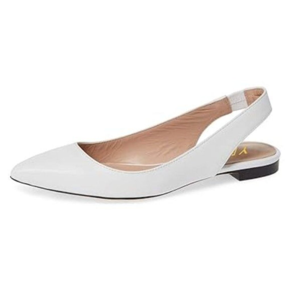 Ydn Women's Pointed Toe Slingback Ballet Flats Low Heel Slide Sandals